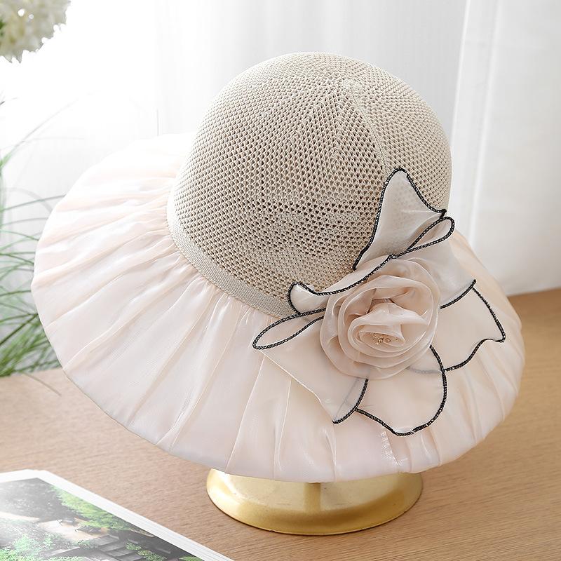 New bucket hat women's summer flower visor UV protection beach hat big brim fashion hat foldable mother