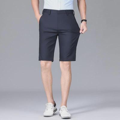 Bügelfreie schwarze coole Freizeitshorts für Herren – knitterfrei, dehnbar, für alle Jahreszeiten, gerade geschnittene Sportshorts