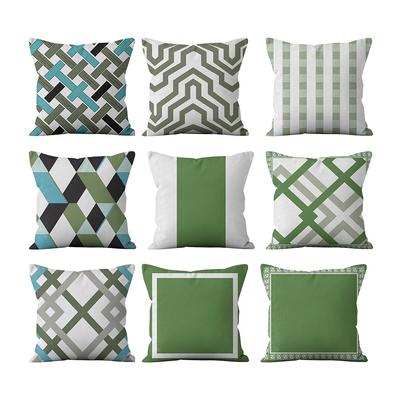 Green Geometric Square Sofa Pillowcase Dormitory Decoration Office Living Room Home Pillowcase