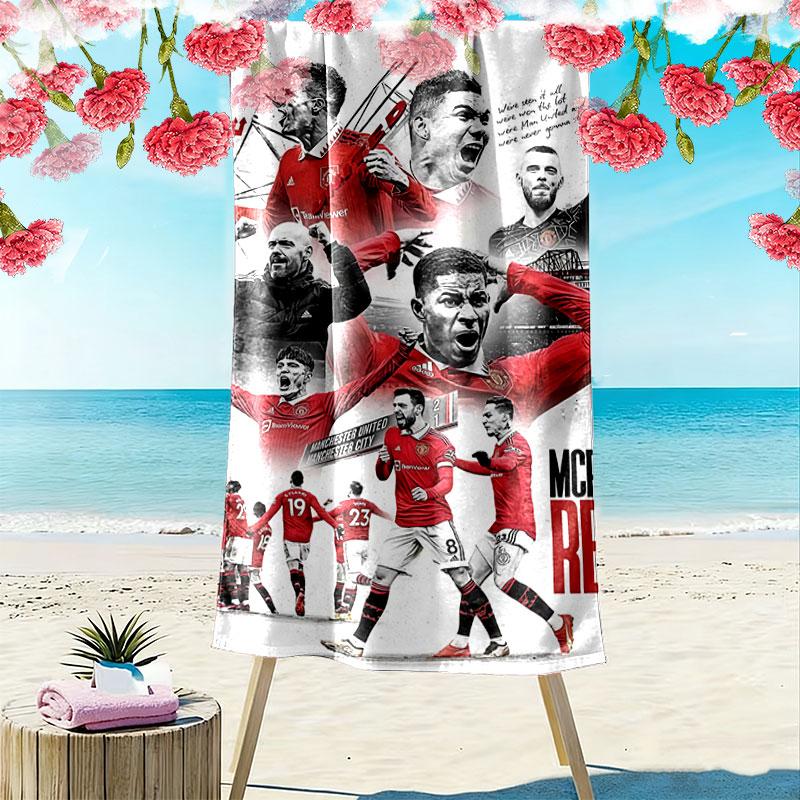 ManUtd Print Beach Towel, Large Soft Quick Dry Towel for Beach Camping Swimming