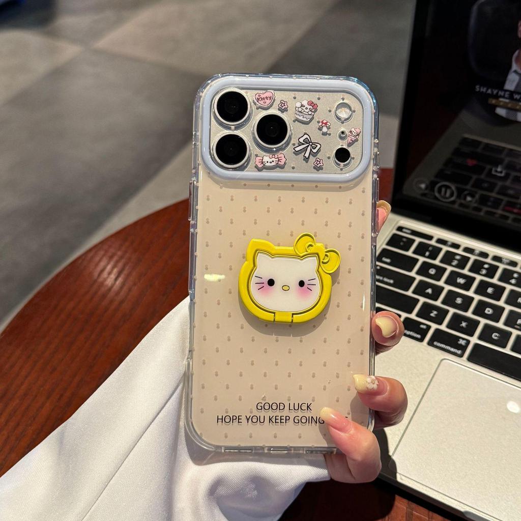 Summer Polka Dot Stand Case for iPhone 17 Pro Max/15 Pro/14 - Cute Design