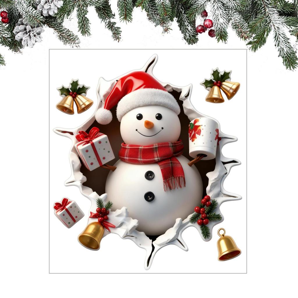 25x29cm Christmas Theme Wall Decals Snowman / Santa Claus / Deer Removable Cute Cartoon Home Decor For Winter School Class Room
