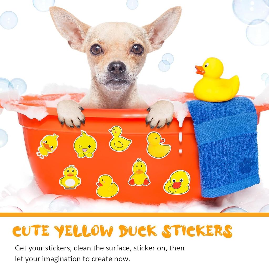 Cute Duck Stickers Yellow Duck Waterproof Vinyls Decal for Birthday Party Favor Baby Shower Decorations Classroom Reward Gifts.