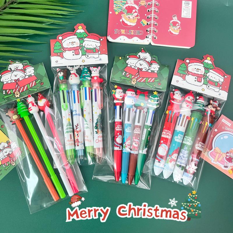 Festive Santa Claus Multi-color Ballpoint Pen for Highlighting and Marking