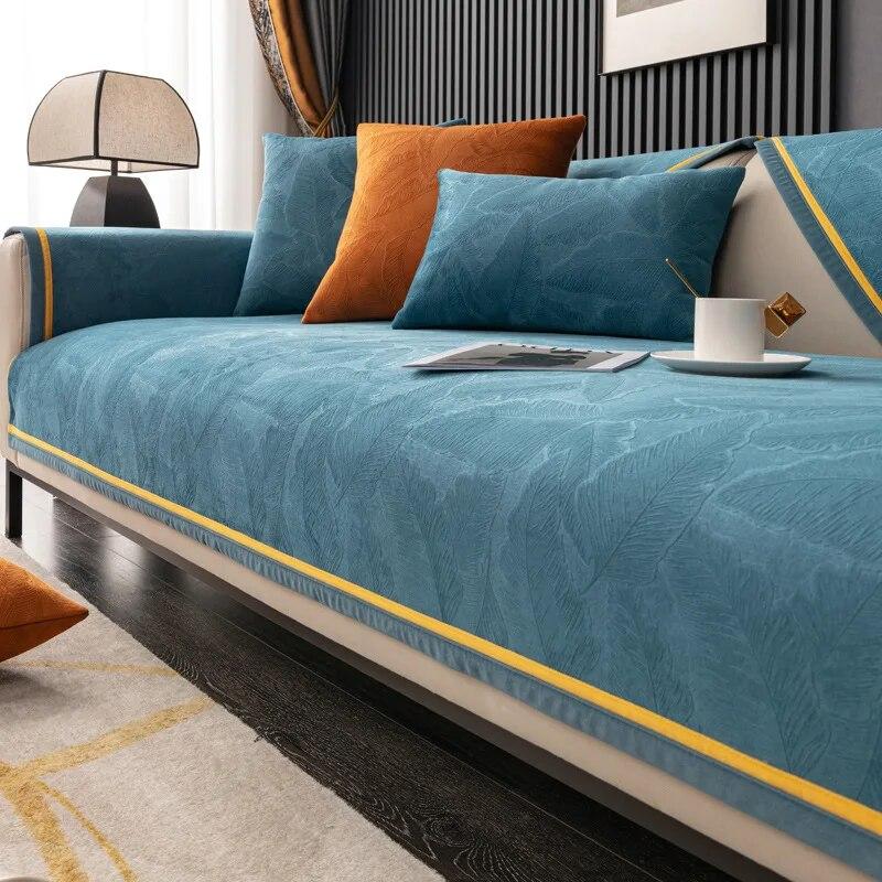 Light Luxury Grey Color Sofa Towel European Brief Thicken Quilted Sofa Cover Slip Resistant European Couch Cover for Living Room