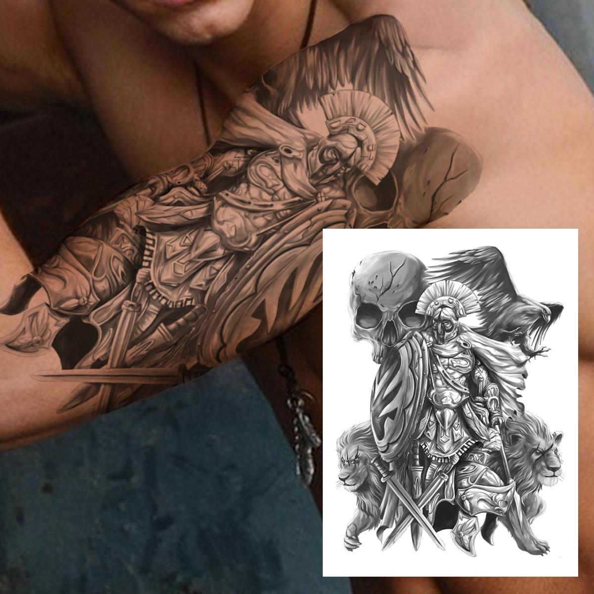 

Черный Волк Демон Временные Татуировки Для Мужчин Женщин Взрослых Детей Поддельные Сова Скелет Татуировки Наклейки Воин Тигр Рисунок Тела Татуировки Ноги