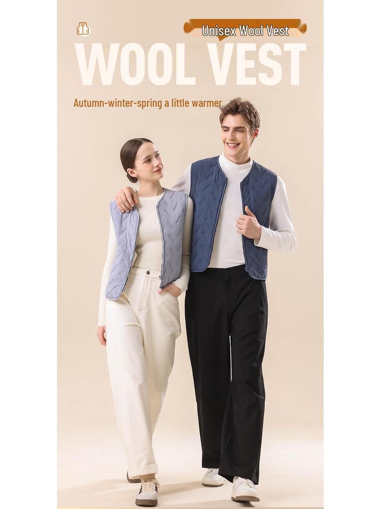 Unisex Wool & Fleece-Lined Vest: Windproof, Warm, and Fashionable for Autumn & Winter
