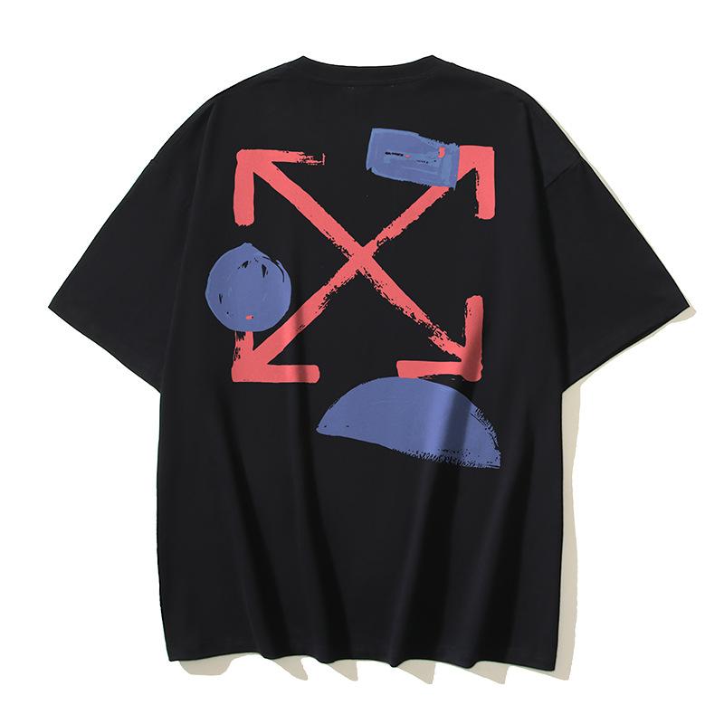 1185 Off-White 2025 Summer New Paint Pattern Arrow Printed Short Sleeved T-shirt for Men and Women