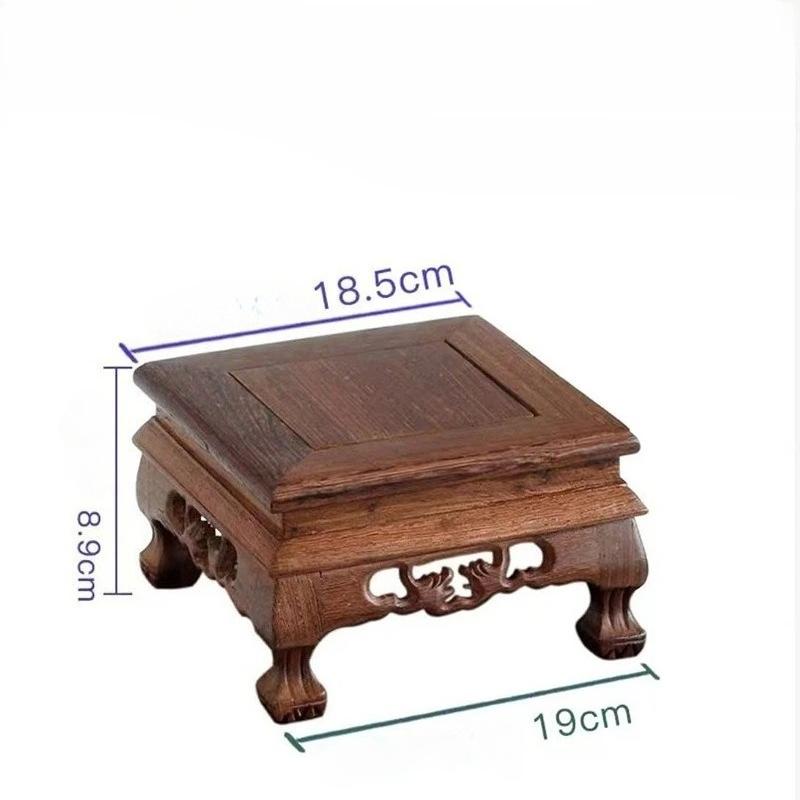 Retro Wooden Engraving Tea Tray Teapot Bases Bonsai Buddha Stand Fish Tank Pedestal Wooden Flowerpot Base Furniture Home Decor