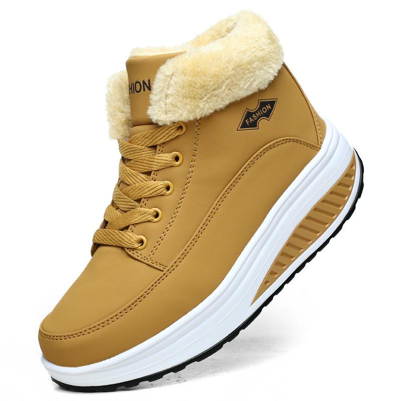 Winter Women Sport Snow Boots Fashion Warm Plush Outdoor Lace Up Casual Shoes Wedge Platform Warm Sneakers