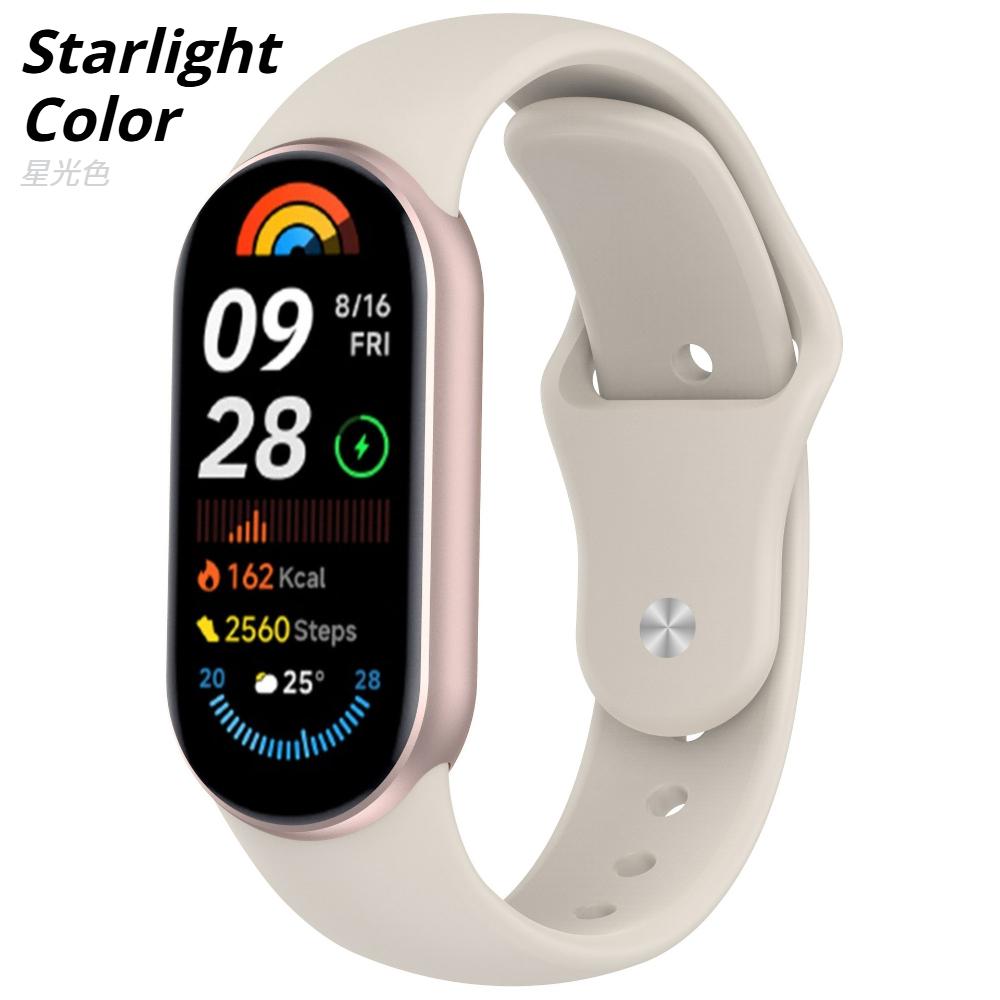 Silicone Solid Color Strap For Xiaomi Mi Band 10 9 8 Strap NFC Sport Rubber Bracelet Wristband for Xiaomi Smart Band 8 9 10 watch band