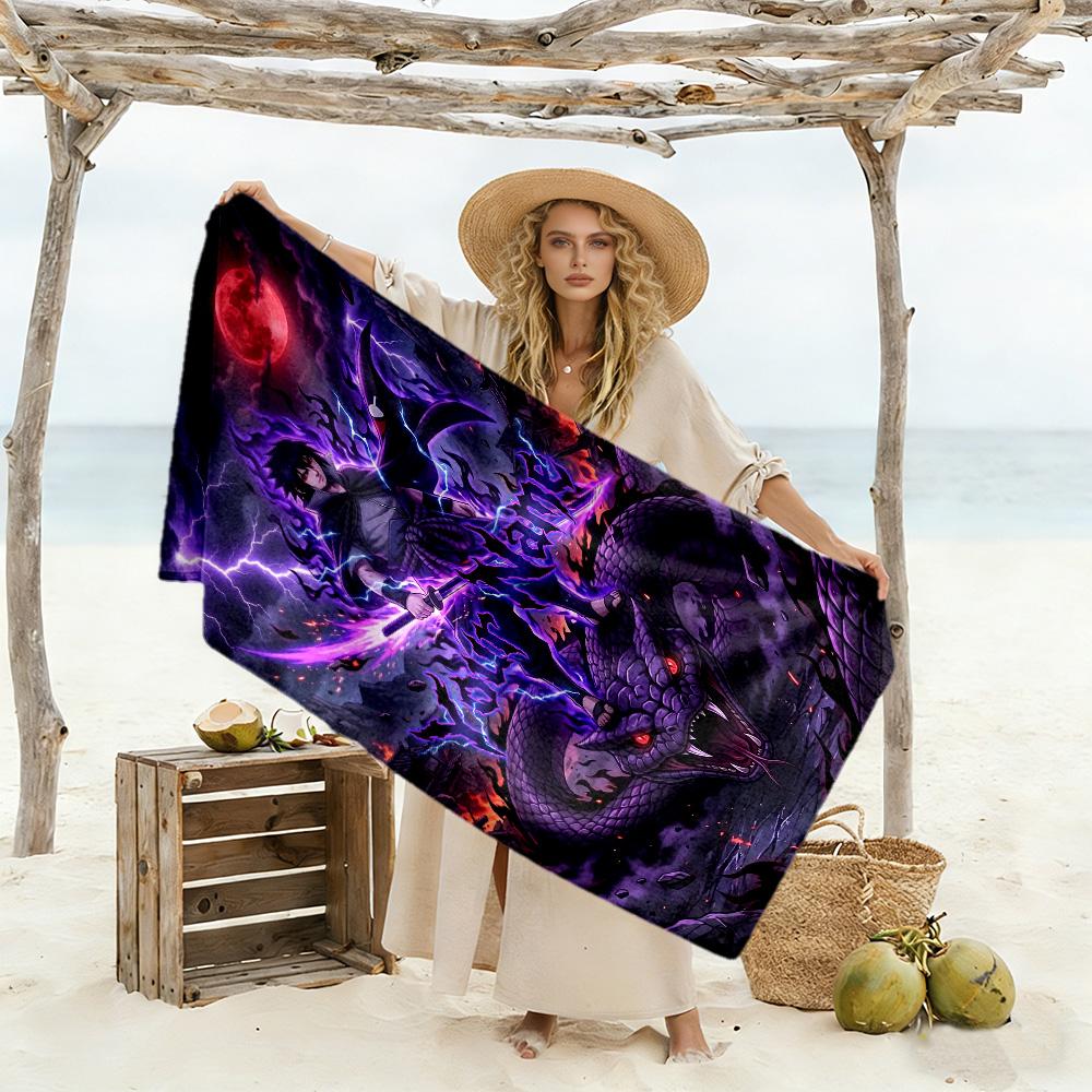 Naruto Character Personalized Text Beach Towel Soft Durable Quick-Dry Suitable for Swimming Gym Camping Yoga Vacation