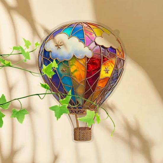 Hot Air Balloon Decoration 2D Flat Acrylic Pendant Colorful Hot Air