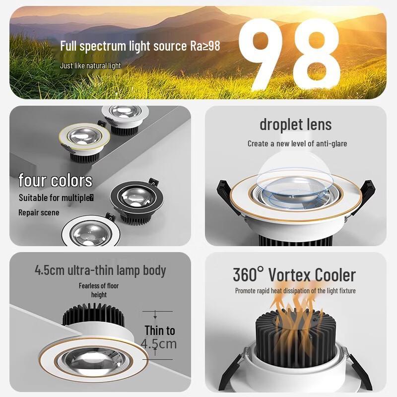 Rainbow Hill 7W Full Spectrum Embedded LED Spotlight