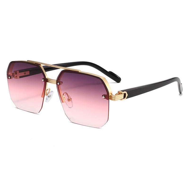 Men's Metal Sunglasses Brand Square Half Frame Rice Nails Casual Trend Personality Retro Fashion Outdoor Sports Eyeglasses UV400