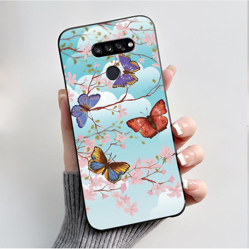 Weiche Hülle für LG K50S K40S Handyhülle LMX540HM LM-X540 LMX430HM LM-X430 Modischer Schmetterling Blume Schwarzer Silikon-Stoßfänger Abdeckung