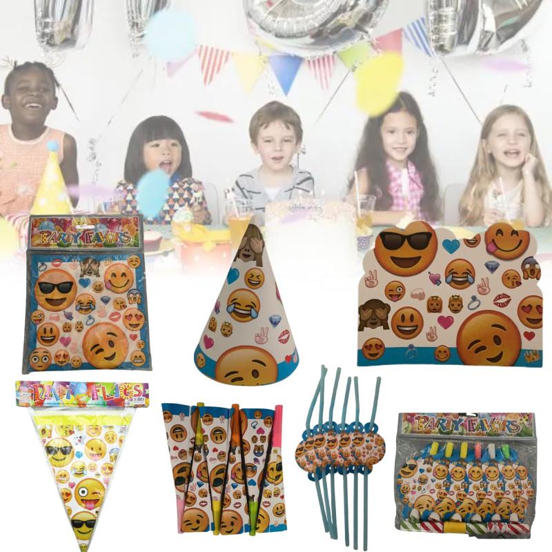 Emoji Party Tableware Set With Disposable Plates Cups Napkins And Tablecloth For Holiday Celebrations