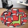 1pc Dino World Office Round Area Rug,  Mat Suitable For Office, Under Office Chairs Bedroom Living Room Home Decor, Room Deco