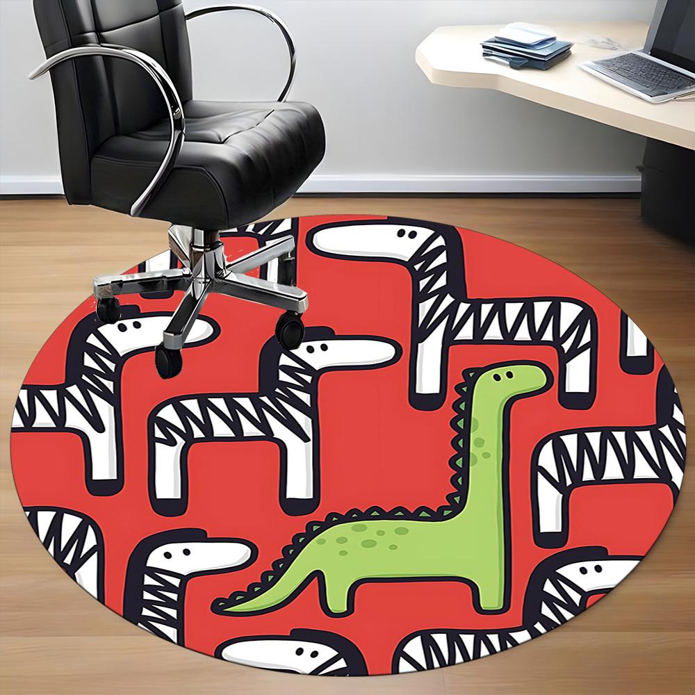 1pc Dino World Office Round Area Rug, Mat Suitable For Office, Under Office Chairs Bedroom Living Room Home Decor, Room Deco