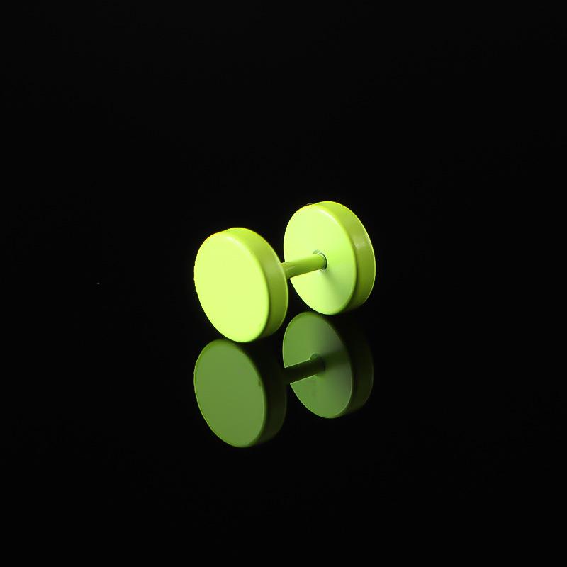 Candy Color Stainless Steel Barbell Earrings: Round Disc Studs for Body Piercing