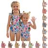 Girls One Piece Swimsuit Floral Print Sleeveless Summer Beachwear Kids Swimwear Comfortable Fit Lightweight Fabric