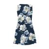 Lässiges Strandkleid für Damen mit V-Ausschnitt und Blumendruck und Taschen