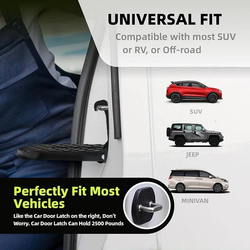 Rack de teto do carro universal passo dobrável porta do carro pé pegs pedal segurança martelo disjuntor vidro passo trava gancho acessórios do carro jeep suv