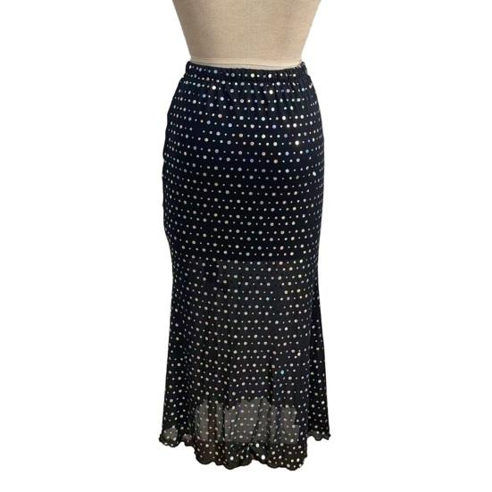 Spódnica Midi Wysoki Stan Jednolity Kolor Ozdoba z Cekinów Spódnica Podwójna Warstwa Tiulowa Wyszczuplająca