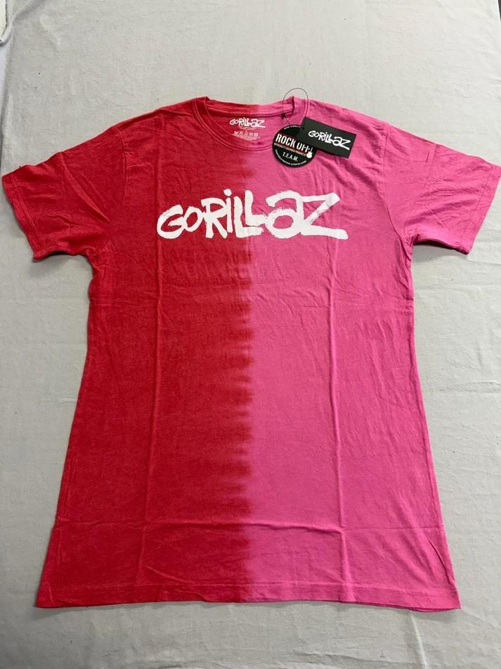 Gorillaz Band T-shirt - Two Two Pink Dipped Gorillaz Logo tee - Official L