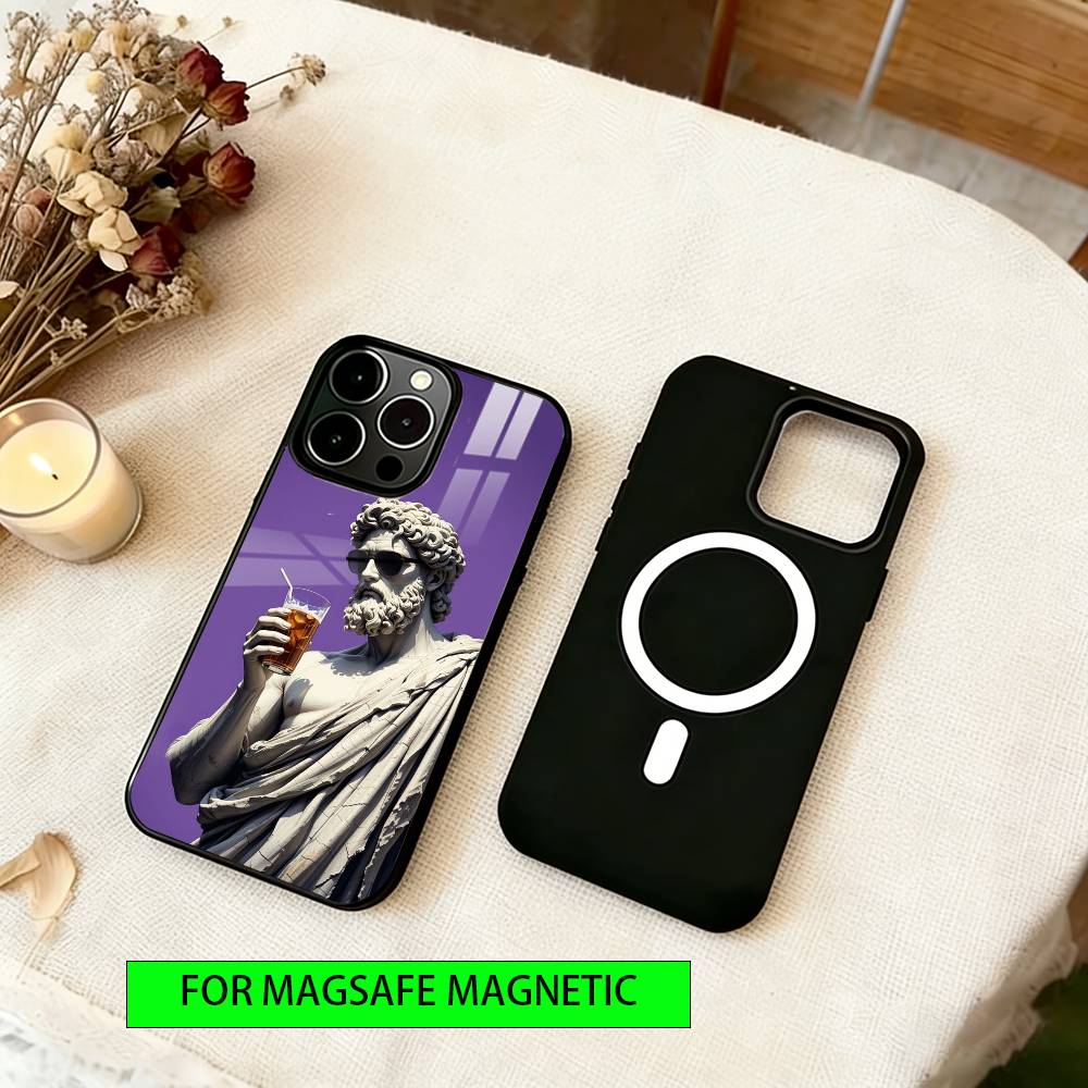 Creative Sculptures Phone Case For iPhone17,16,15,14,13,12,11 Plus,Pro Magnetic with Magsafe Wireless Charging