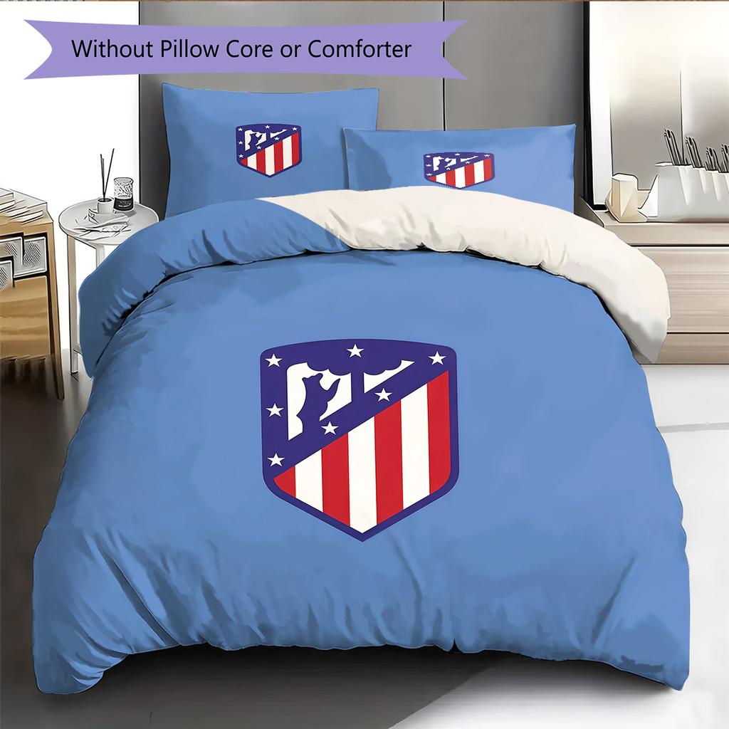 Atlético de Madrid Rašto Patalynės Antklodžių Rinkinys Namų Dekoras Dovana (1 * antklodės užvalkalas + 2 * pagalvės užvalkalai be šerdies)