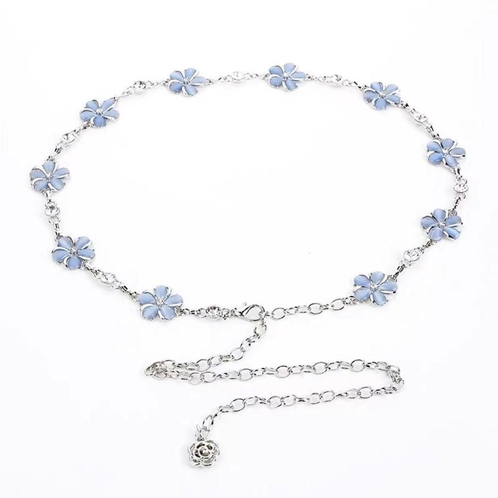 Blue Metal Waist Chain For Women Fashionable Summer Accessory