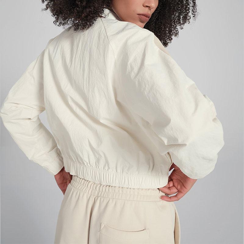 Reebok Retro Sports Stand Collar Short Color Block Woven Jacket Women Jacket Beige 24SRC106WGW1