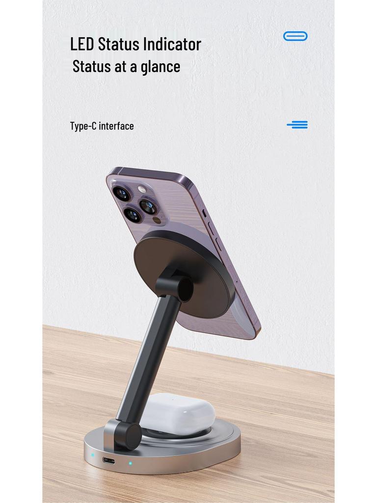 MagSafe Magnetic Wireless Charger & Stand for Phone, Earphones, and Watch
