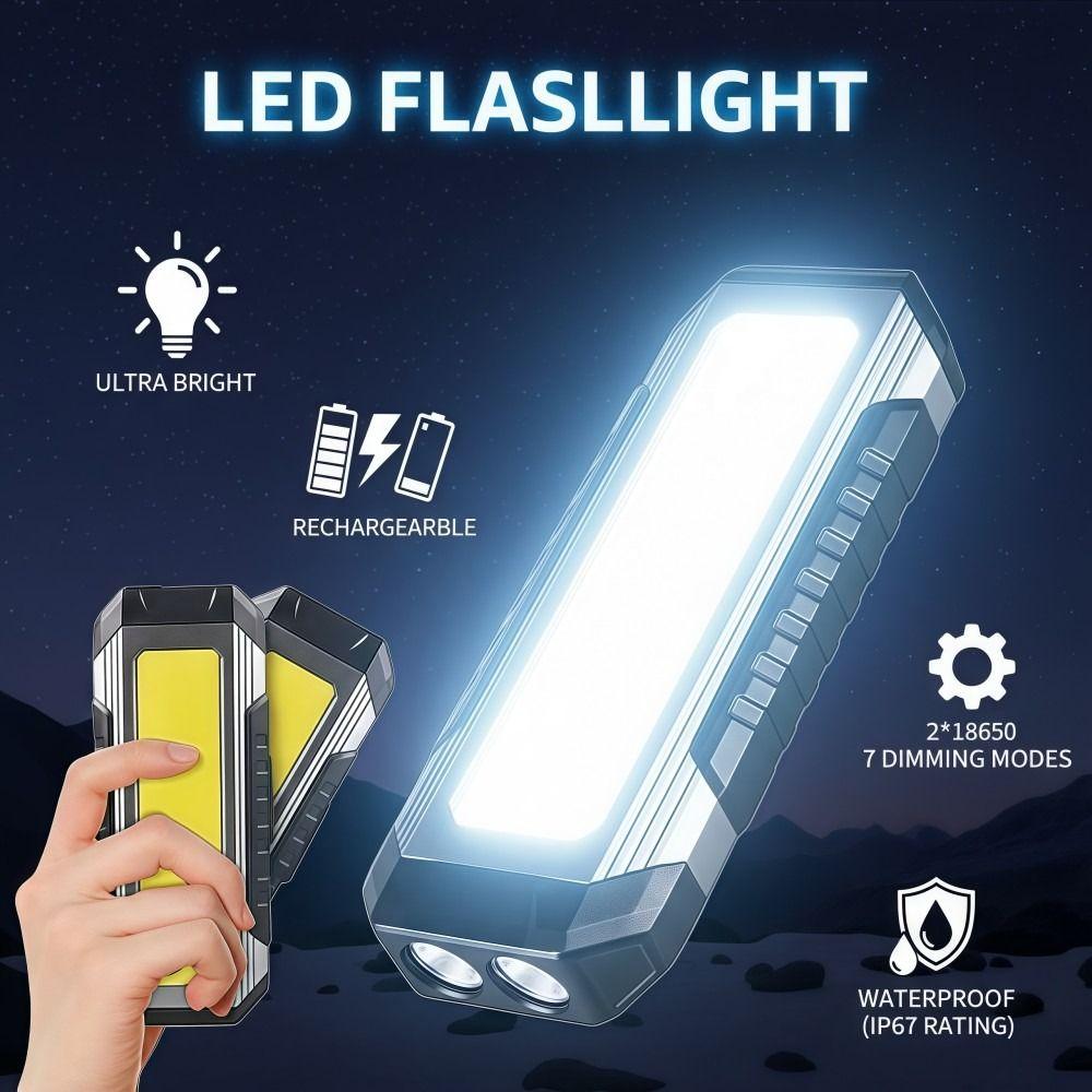 LED COB Work Light 2×18650 Camping Torch Light Magnetic Flashlight  Outdoor Night Lighting