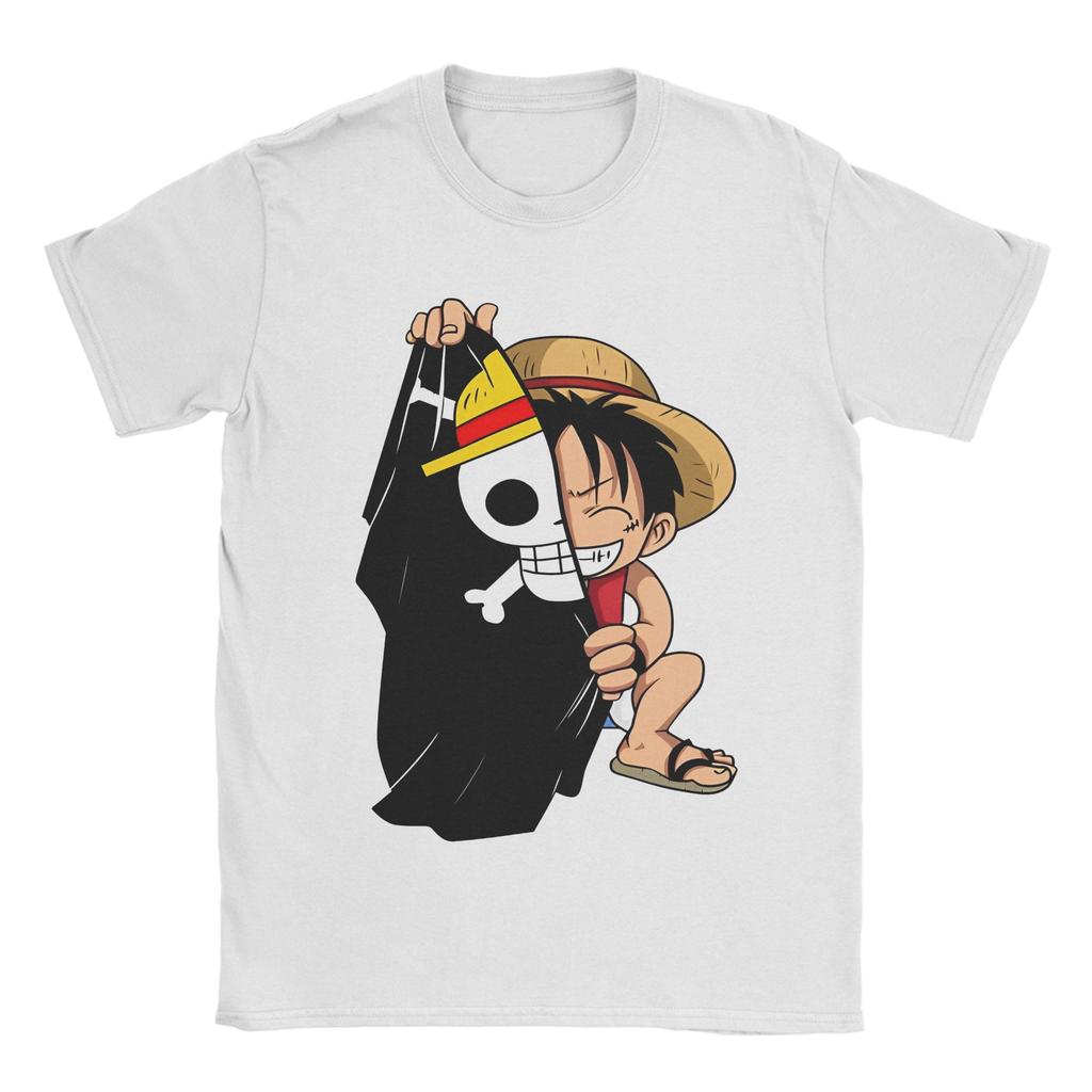 Anime Monkey D Luffy for Unisex Women T Shirt One Piece Fun Tees Short Sleeve O Neck TShirts Pure Cotton Original Tops