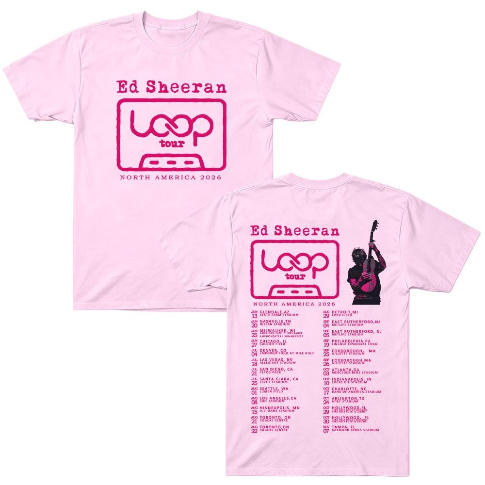 Ed Sheeran 2026 Nord America Tour Magliette 2026 Loop Concerto Nuova Data Stampa Grafica Maglietta Cotone Alta Qualità Magliette Unisex