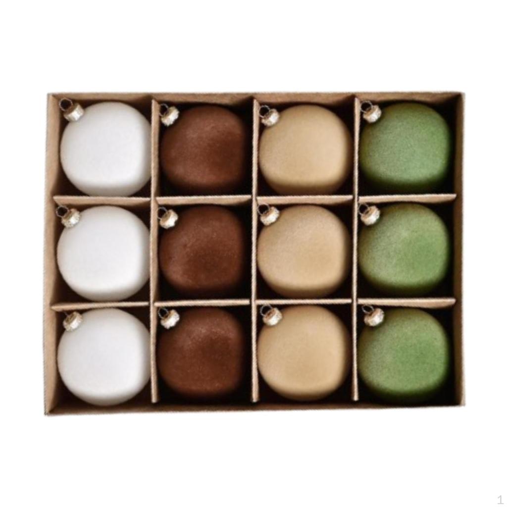 12 Pieces - Ornaments, Flocked Christmas Decoration, Shatter Decorative Balls