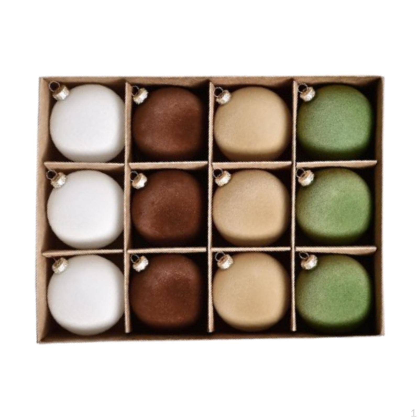 

12 предметов - Украшения, Флокированные рождественские украшения, Разбитые декоративные шары White Coffee Multi