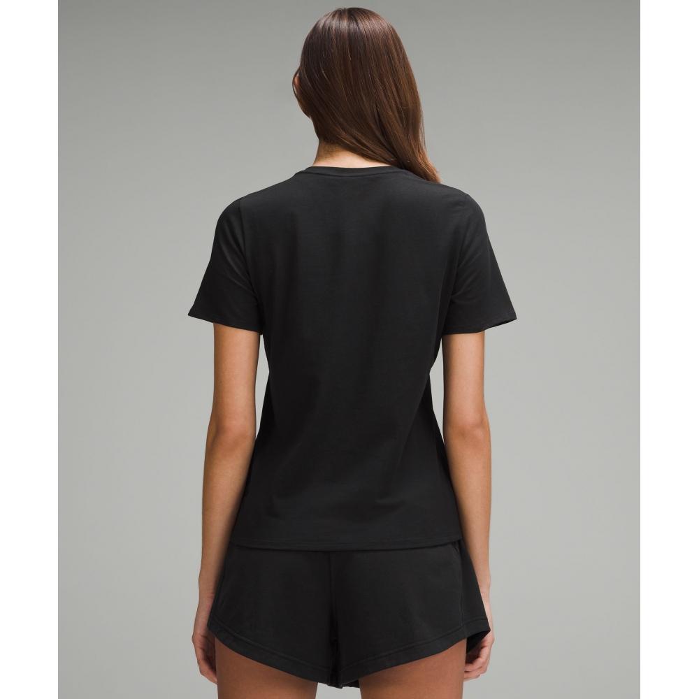Lululemon Organic CoTTon STraighT Hem Crewneck T shirT Black