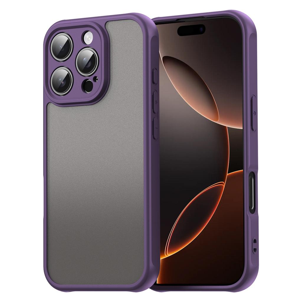 For iPhone 16 Pro Phone Case Drop Proof Airbags Frosted Translucent PC + TPU Back Cover