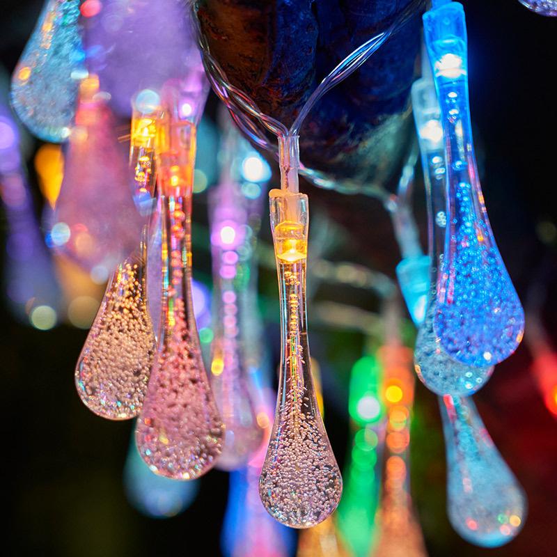 LED Water Droplets String Lights Waterproof Outdoor Decoration Battery Power Garland Fairy Lights Christmas Wedding Party Garden