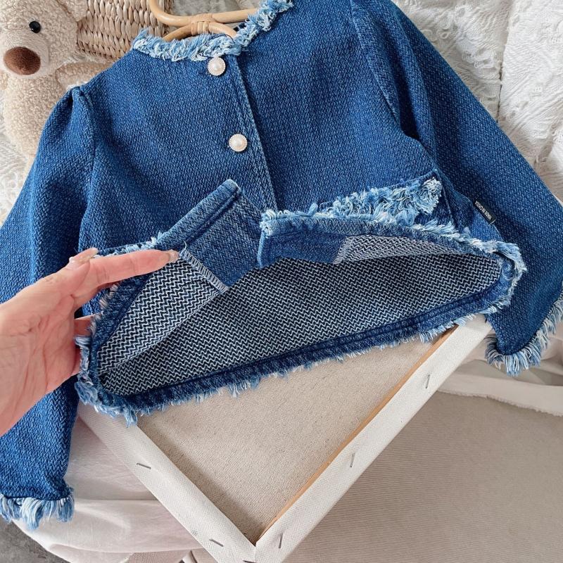 Gonna da bambina Abito da bambina in due pezzi Autunno Comoda giacca di jeans con nappa temperamentale