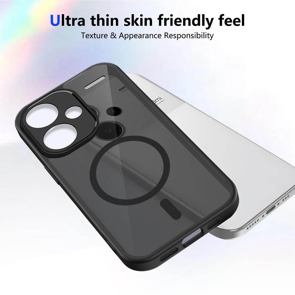 KEYSION Magnetic Phone Case for Redmi Note 13 Pro+ 5G Silicone+PC Matte Translucent Clear Shockproof Cover for Redmi Note 13 Pro+ 5G