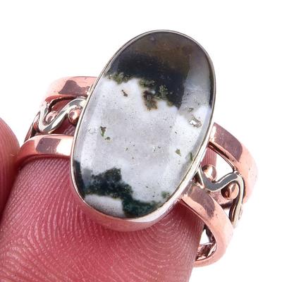 Natürlicher Blutstein Edelstein Handgefertigt 925 Sterlingsilber Zweifarbig Ring Gr.8 D5C04