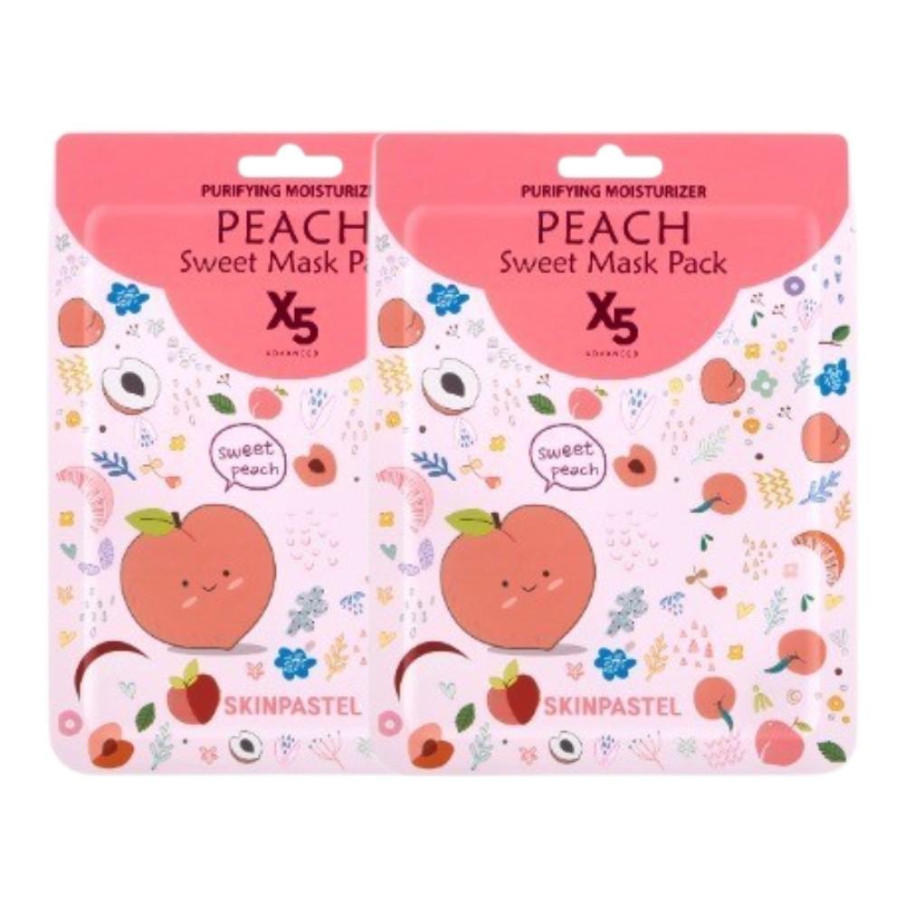 

SkinPastel Advanced X5 Peach Sweet Mask Sheet [Set of 2] - Vitalizing & Brightening Glow Facial Mask 25ml x 2pcs