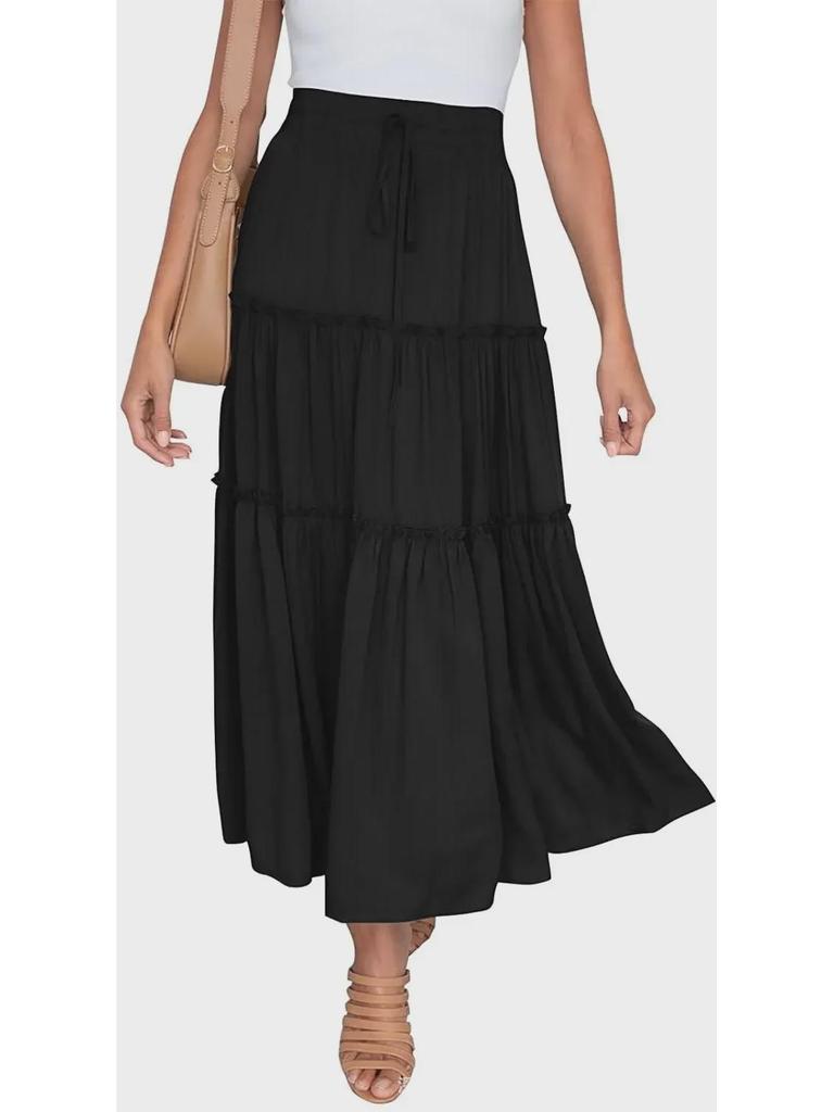 European and American Women's Bohemian High-Waist A-Line Pleated Skirt