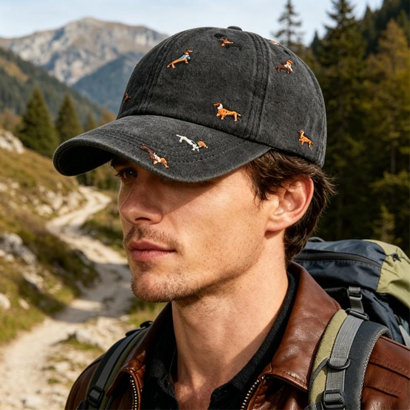 Nowy Koreański Styl Uroczy Haftowany Piesek Płukana Bawełna Czapka Baseballowa Damska Daszek Snapback Czapki Codzienne Męskie Daszek Czapka z Daszkiem