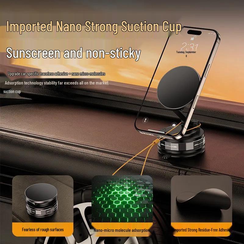 Car Console Magnetic Phone Holder with Suction Cup