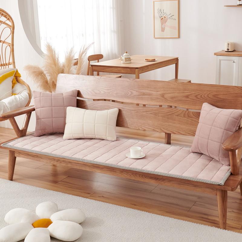 Neues Sofakissen für alle Jahreszeiten, rutschfestes Plüsch verdickt, Büro schlichte Massivholz Sofabezug
